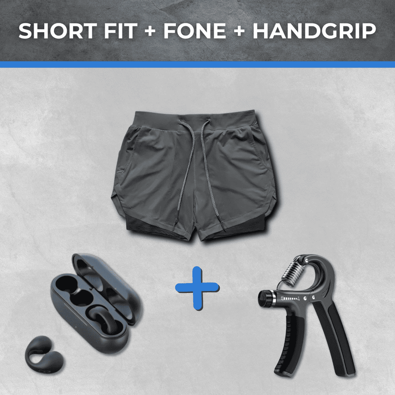 Bermuda Dryfit + Handgrip + Fone Bluetooth Earcuffs